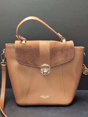 Unica Firenze Women's Tan Leather/Suede Mini Backpack/Handbag.
